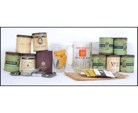 A collection of early to mid 20th century cigarette tins and cigarette packets to include Players No 3, Woodbine's, Senior Se