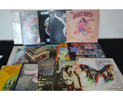 A collection of long play LP's vinyl albums featuring several artists on various labels to include Donovan, David Bowie, Godd