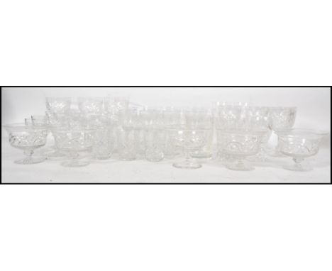 A good collection of vintage lead cut glass drinking glasses, to include wine glasses, sherry glasses, tumblers etc.
