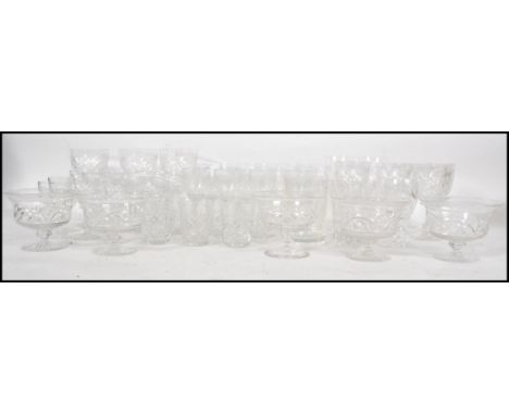 A good collection of vintage lead cut glass drinking glasses, to include wine glasses, sherry glasses, tumblers etc.