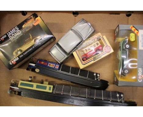 A collection of toys: Corgi James Bond DB5 Goldfinger car etc (1 tray). 
