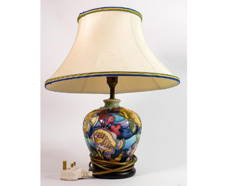 Large Moorcroft Martinique pattern  lamp base &amp; shade: Height with shade 48cm 