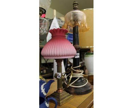 Vintage oil lamp converted to electric together with an incomplete table lamp (2). 