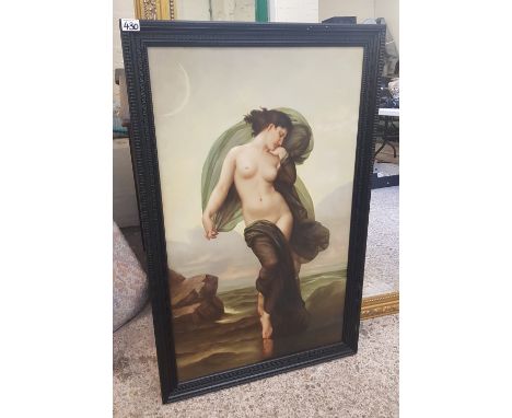 Large modern framed Embellished print depicting a water nymph, overall size 112cm x 71 cm. 