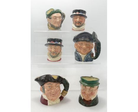 Royal Doulton small character jugs The Lobster man, Mine Host, Beefeaters, Auld Mac, Beefeaters ( lighter colour) &amp; mr Pi