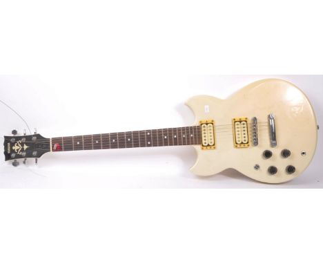 Yamaha - A vintage late 20th century circa 1980s electric guitar. SG 200 model with six strings, mahogany fret board, white c