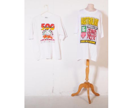 Formula One Interest - x2 vintage Australian Grand Prix souvenir t-shirts. Melbourne and Adelaide 1990. Size large.