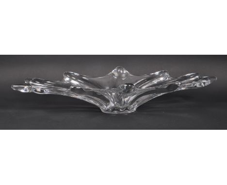 A vintage 20th century glass centrepiece bowl / studio art glass, in the form of a splash / splat in clear white glass. With 