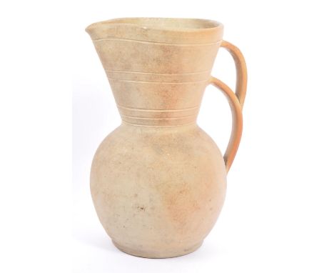 Hillstonia - A large vintage 20th century ceramic pottery water jug. Tapering neck with moulded spout, with double carry tilt