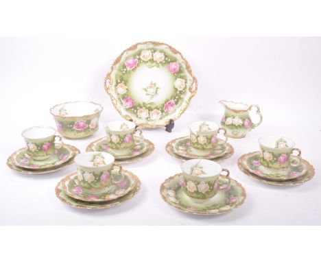 Rosenthal - Alice - An early 20th century porcelain china Bavarian German tea service set. Comprising of cups, saucers, cake 