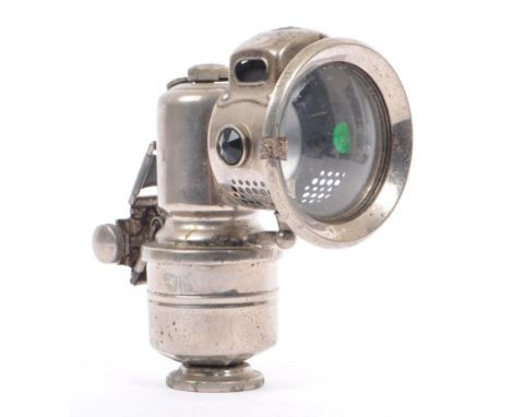 P &amp; H Birmingham - The revenge - A vintage 20th century chrome white metal bike light. Circular form with glass fronted. 