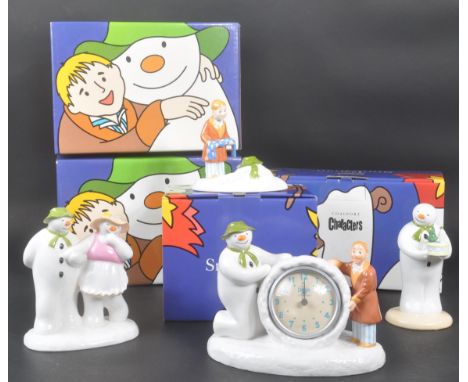 Coalport Characters - The Snowman - A collection of four contemporary porcelain china figurines. To include the bashful bush,