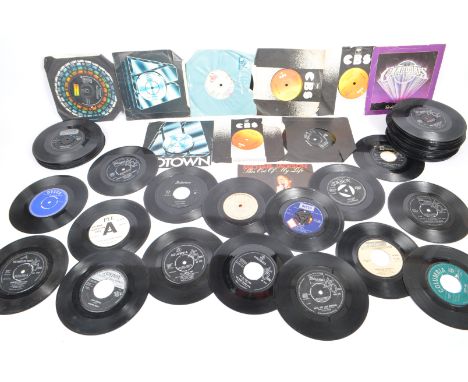 A collection of&nbsp; 60+ vintage and later 20th century 45 RPM singles vinyl records. To include; The Kinks, Fleetwood Mac, 