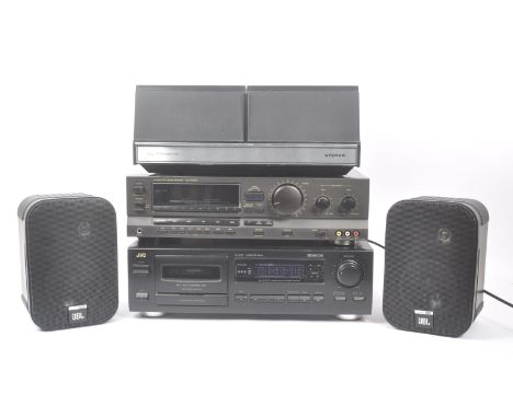 A collection of 20th Century stereo hi-fi equipment to include Technics SA-GX200L amplifier and tuner with aerial connection,