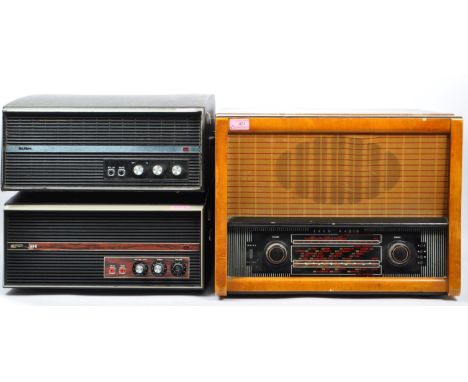 Three vintage 1950 / 1960s record players / turntables by&nbsp;EKCO, along with two matching examples by BUSH.&nbsp; A hinged