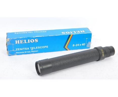 A vintage 20th century Russian made Helios Zenitsa&nbsp;8-24 X 40&nbsp;telescope in original box. Measures 45cm length.
