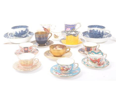 Royal Worcester - A collection of china porcelain demitasse and miniature cabinet teacups and saucers, majority Royal Worcest