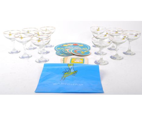 Babycham - Perry alcoholic drink - A collection of twelve vintage 20th century Babycham drinking glasses. Together with brand