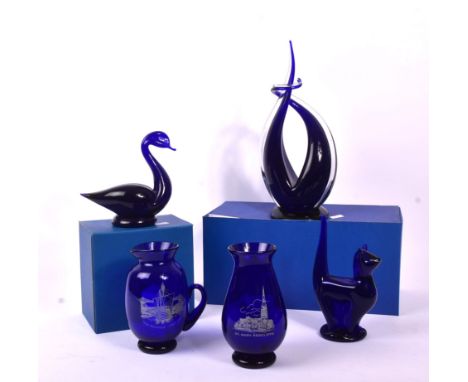 Bristol Blue - A collection of contemporary local interest Bristol Blue glass. Including a abstract piece named 'abona' with 