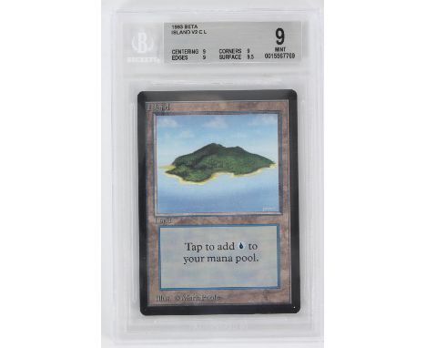 Magic The Gathering TCG. Island Beta land card. Graded 9 by Beckett 