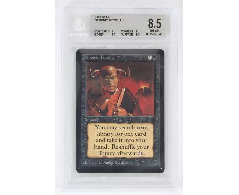 Magic The Gathering TCG. Demonic Tutor Beta card. Graded 8.5 by Beckett 