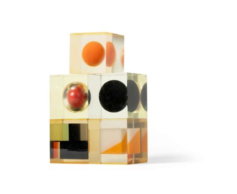ENZO MARI (ITALIAN 1932-2020) FOR DANESE MILANO GROUP OF FIVE PAPER WEIGHTS, DESIGNED 1950s including model 3018Q, synthetic 