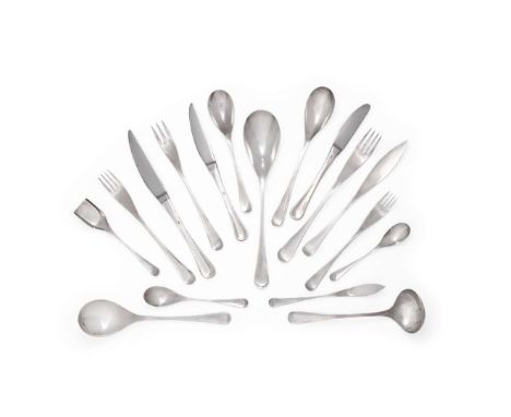  ROBERT WELCH (BRITISH 1929-2000) FOR OLD HALL 'ALVESTON' 12 PIECE CANTEEN FLATWARE SERVICE, DESIGNED 1961 stamped maker's ma
