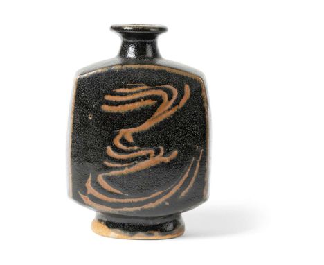  BERNARD LEACH (1887-1979) AT LEACH POTTERY BOTTLE VASE impressed maker's and pottery seals, stoneware with tenmoku and finge