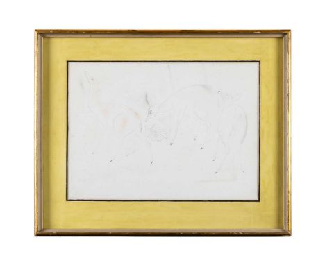  DAVID JONES C.H., C.B.E. (BRITISH 1895-1974) DEER, 1928 signed and dated 28 (lower left), pencil and coloured pencil on prep