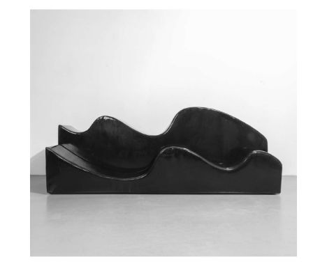ARCHIZOOM ASSOCIATI 'SUPERONDA' SOFA, DESIGNED 1967 comprising two sections in undulating form, upholstered in black vinyl 10