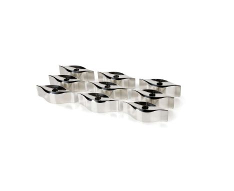  STEVEN OTTEWILL (BRITISH 1968-) SET OF 9 INTERLOCKING CANDLE HOLDERS, 1990 stamped maker's marks, hallmarked for London 1990