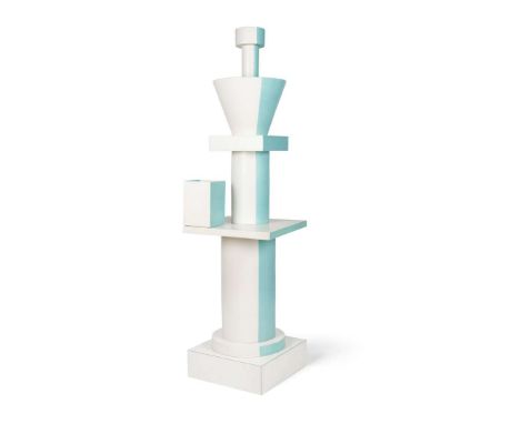  ETTORE SOTTSASS (ITALIAN 1917-2007) 'CLAIR DE LUNE' TOTEM, DESIGNED 1988 wood, metal and glazed ceramic, outside the edition