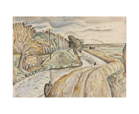  DAVID JONES C.H., C.B.E. (BRITISH 1895-1974) ON THE TOW PATH, 1926 signed and dated 26 in pencil (lower right), pencil and w