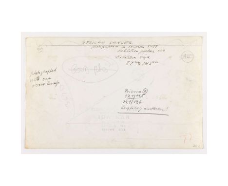  IDA KAR (ARMENIAN 1908-1974) AFRICAN DANCER, LONDON, 1957 signed in pen (upper right), titled, dated and inscribed (to rever
