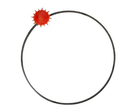  GAETANO PESCE (ITALIAN 1939-2024) 'O SOLE MIO', 1972/1991 aluminium hoop with steel fixings, resin 'sun' fitted to aluminium