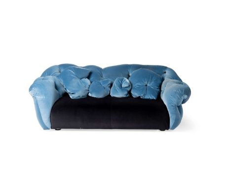  GAETANO PESCE (ITALIAN 1939-2024) FOR MERITALIA 'NUBOLA' SOFA AND CHAIR with applied manufacturer's label, velvet with black