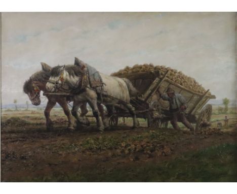Luckhardt, Karl (1886 - Frankfurt a.M.- 1970) - Rübenbauer mit schwer beladenem Pferdewagen bei der Ernte, Öl auf Leinwand, s
