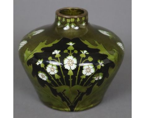 Jugendstil-Vase - Keller &amp;amp; Guérin, Lunéville / St. Clément, Anfang 20. Jh., Keramik, heller Scherben, glasiert, gedrü