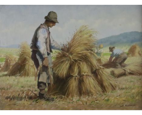 Luckhardt, Karl (1886 - Frankfurt a.M.- 1970) - Kornernte, Öl auf Leinwand, signiert unten rechts „K. Luckhardt“, ca. 60 x 80