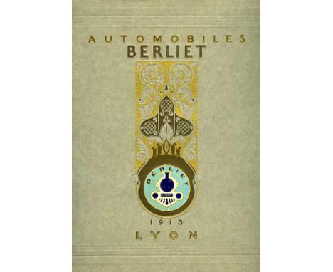 Automobiles Berliet of Lyon. A 1913 dated, prestige cord-tied large-format brochure,  32pp. with a gilt tooled front cover, g