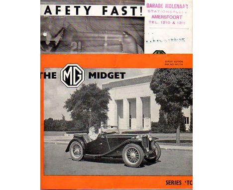 M.G. TC-Series Midget. An Export Edition brochure with 14pp. including cover, specifications and good images,  some light cre