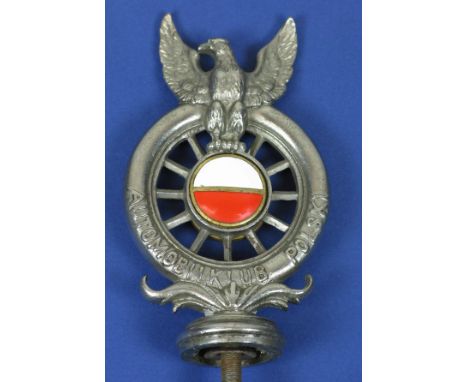 *Polish Automobile Club. A rare post 1944 (without crown) full-member's motor-car badge,  with white and orange enamels to th