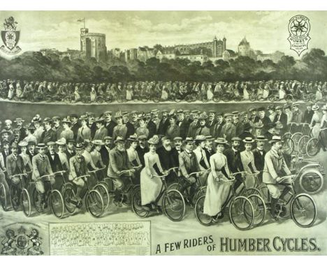 *Humber Cycles. A circa 1903 large and imposing promotional lithographic print by George Moore, depicting 'A Few Riders of Hu