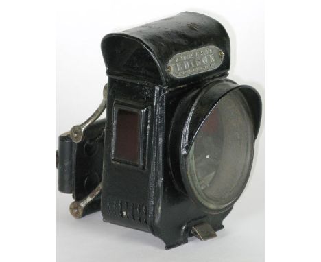 *A J. Lucas & Sons 'Edison' oil-powered Safety Bicycle lamp, dating circa 1893,  a black-painted lamp in complete condition w