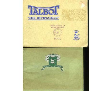 Talbot. A petit saddle-stitched brochure covering 1935 factory production,  48pp. and a centre-spread illustration of the 3 1