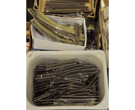 *Model Rail. A mixed collection of model rail,  including Lima engines, wagons and rolling stock, track, etc.  (4 cartons)