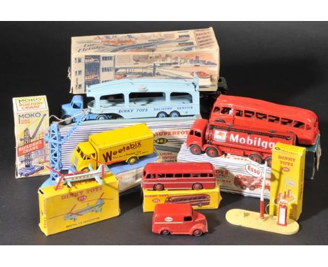 *Dinky & Corgi. Dinky Toys -  282 Duple Roadmaster Coach, 715 Bristol 173 Helicopter, 781 Petrol Pump Station 'Esso', 514 Guy