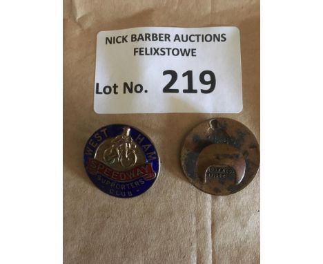 Speedway : West Ham pre war round original badge pin &amp; button hole - gold - maker Crook &amp; Co Kew Bridge - good cond 