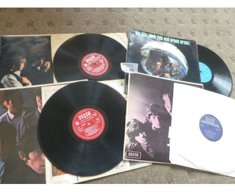 Records : ROLLING STONES albums (4) 1/2 - Hightide &amp; Aftermath stereo - vinyl/sleeves - vg - couple of sleeves flipback/u