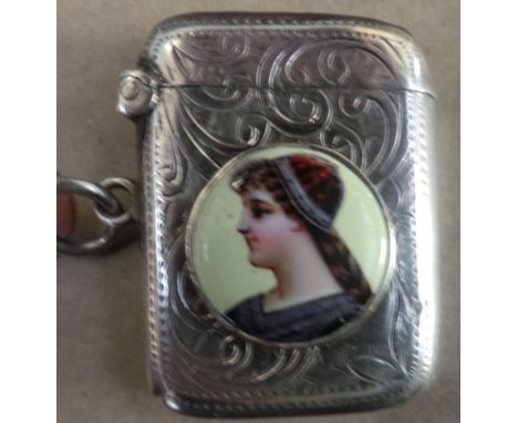 A silver and enamel vesta case